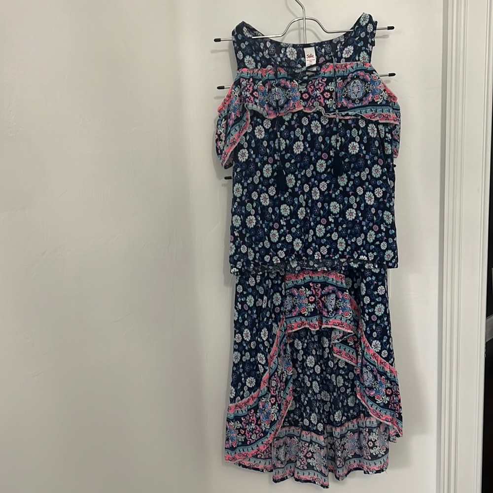 Two piece dress size 10 and eight Blue and pink fun pattern casual dress